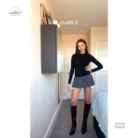 Knee High Leather Boots Stiletto Kitten Heel Square Toe Side Zipper - Picture 6 of 7